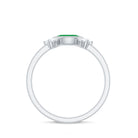 Rosec Jewels-Marquise Cut Emerald East West Promise Ring with Diamond Trio