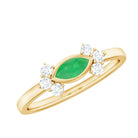 Rosec Jewels-Marquise Cut Emerald East West Promise Ring with Diamond Trio