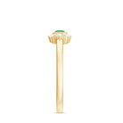 Rosec Jewels-Marquise Cut Emerald East West Promise Ring with Diamond Trio