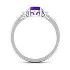 Rosec Jewels-Pear Shape Amethyst Solitaire Ring with Diamond Side Stones