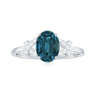 Rosec Jewels-1.25 CT Oval London Blue Topaz Solitaire Split Shank Ring with Diamond