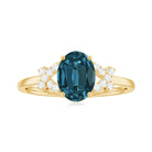 Rosec Jewels-1.25 CT Oval London Blue Topaz Solitaire Split Shank Ring with Diamond