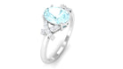 Rosec Jewels-Oval Sky Blue Topaz Solitaire Split Shank Ring with Diamond