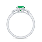 Rosec Jewels-Split Shank Oval Emerald and Diamond Solitaire Engagement Ring