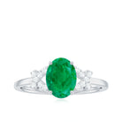 Rosec Jewels-Split Shank Oval Emerald and Diamond Solitaire Engagement Ring