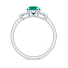 Rosec Jewels-1.5 CT Oval Created Emerald Solitaire Split Shank Ring with Diamond