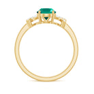 Rosec Jewels-1.5 CT Oval Created Emerald Solitaire Split Shank Ring with Diamond