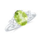 Rosec Jewels-Split Shank Oval Peridot and Diamond Solitaire Engagement Ring