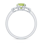 Rosec Jewels-Split Shank Oval Peridot and Diamond Solitaire Engagement Ring