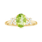 Rosec Jewels-Split Shank Oval Peridot and Diamond Solitaire Engagement Ring