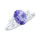 Rosec Jewels-Split Shank Oval Tanzanite and Diamond Solitaire Engagement Ring