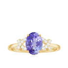 Rosec Jewels-Split Shank Oval Tanzanite and Diamond Solitaire Engagement Ring