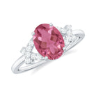 Rosec Jewels-Split Shank Oval Pink Tourmaline and Diamond Solitaire Engagement Ring