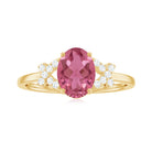 Rosec Jewels-Split Shank Oval Pink Tourmaline and Diamond Solitaire Engagement Ring