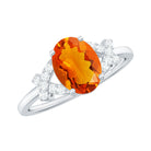 Rosec Jewels-Split Shank Oval Fire Opal and Diamond Solitaire Engagement Ring