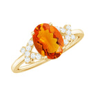 Rosec Jewels-Split Shank Oval Fire Opal and Diamond Solitaire Engagement Ring