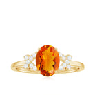 Rosec Jewels-Split Shank Oval Fire Opal and Diamond Solitaire Engagement Ring