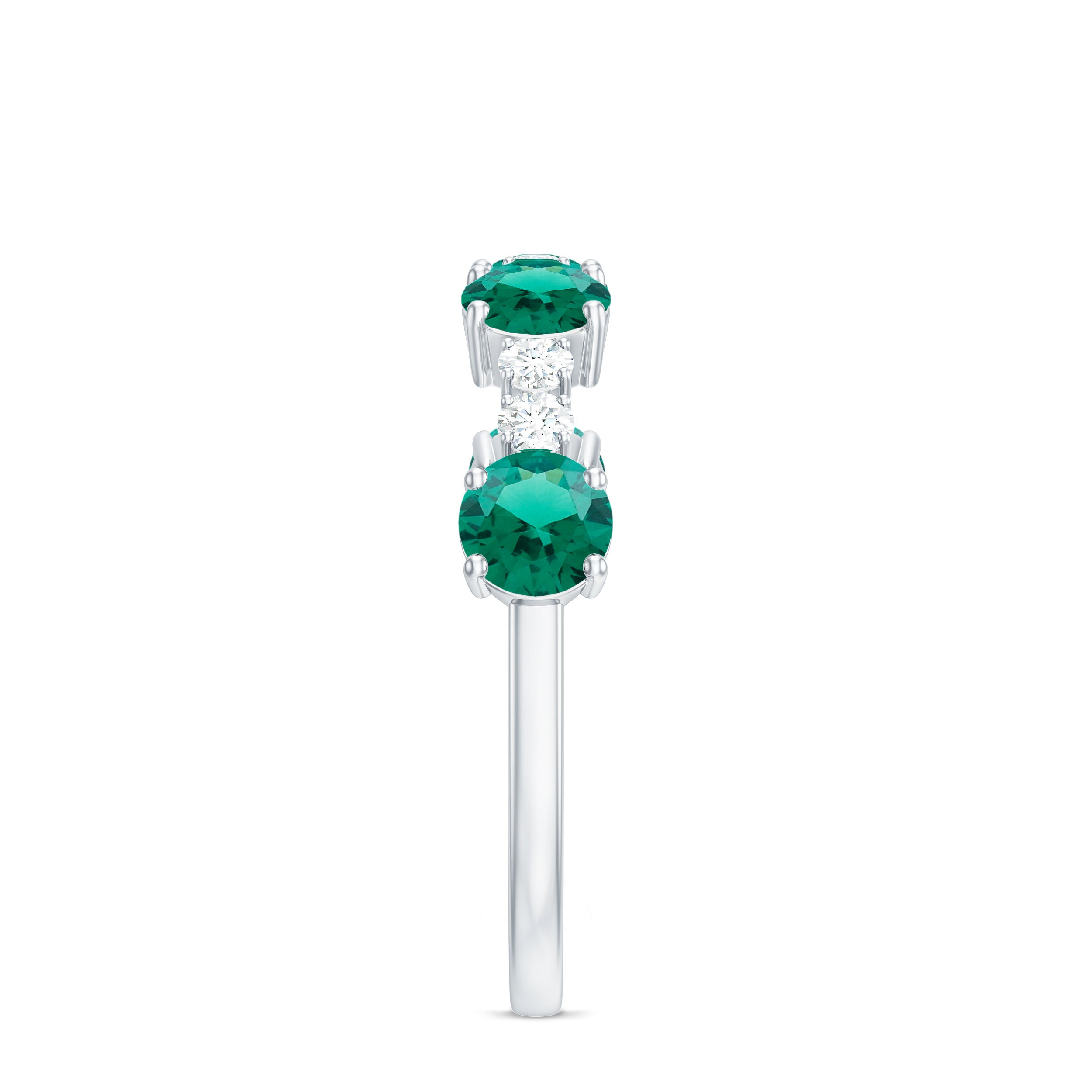 Rosec Jewels-Round Created Emerald and Diamond Alternate Half Eternity Ring