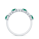 Rosec Jewels-Round Created Emerald and Diamond Alternate Half Eternity Ring