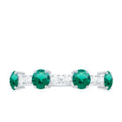 Rosec Jewels-Round Created Emerald and Diamond Alternate Half Eternity Ring