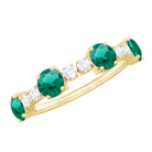 Rosec Jewels-Round Created Emerald and Diamond Alternate Half Eternity Ring