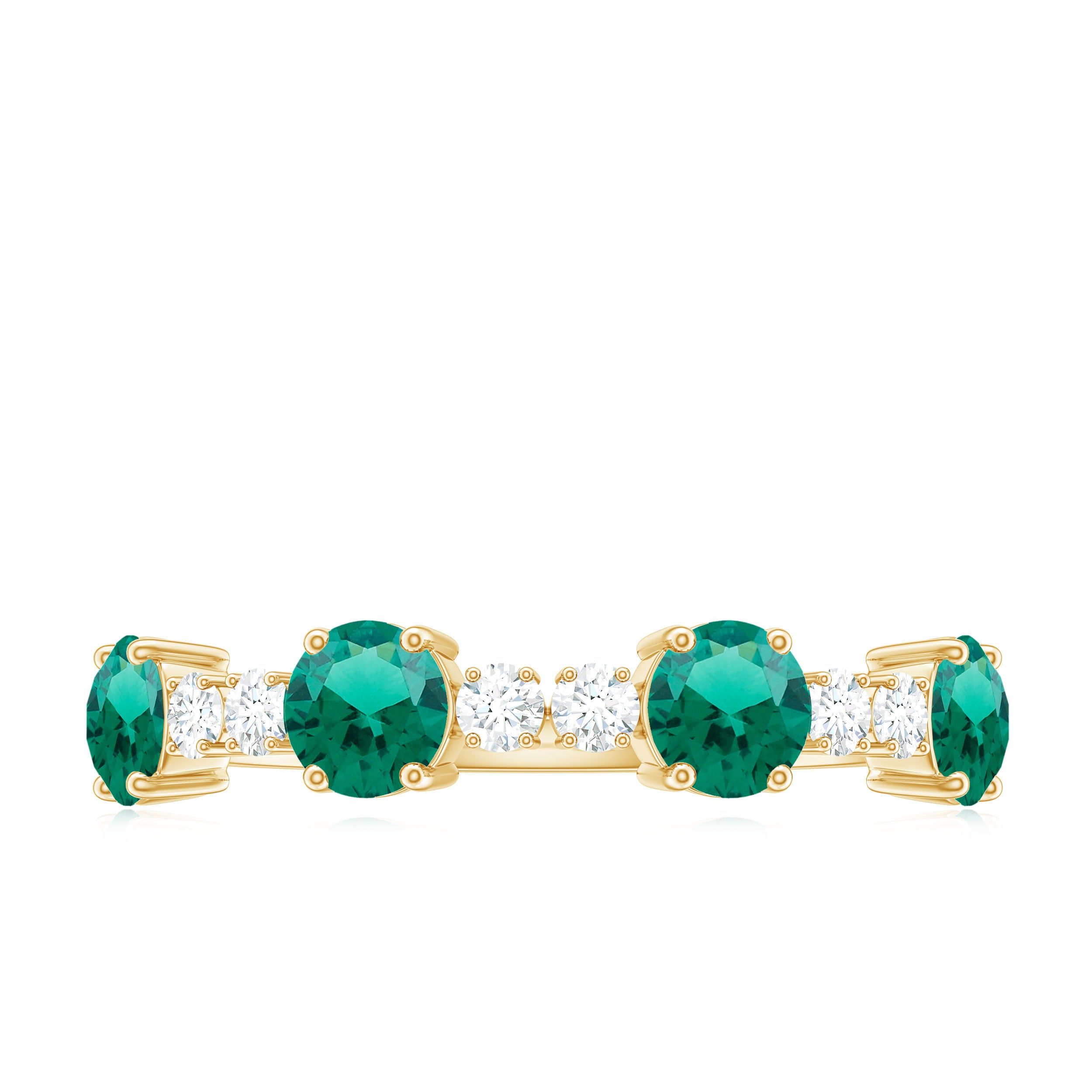 Rosec Jewels-Round Created Emerald and Diamond Alternate Half Eternity Ring