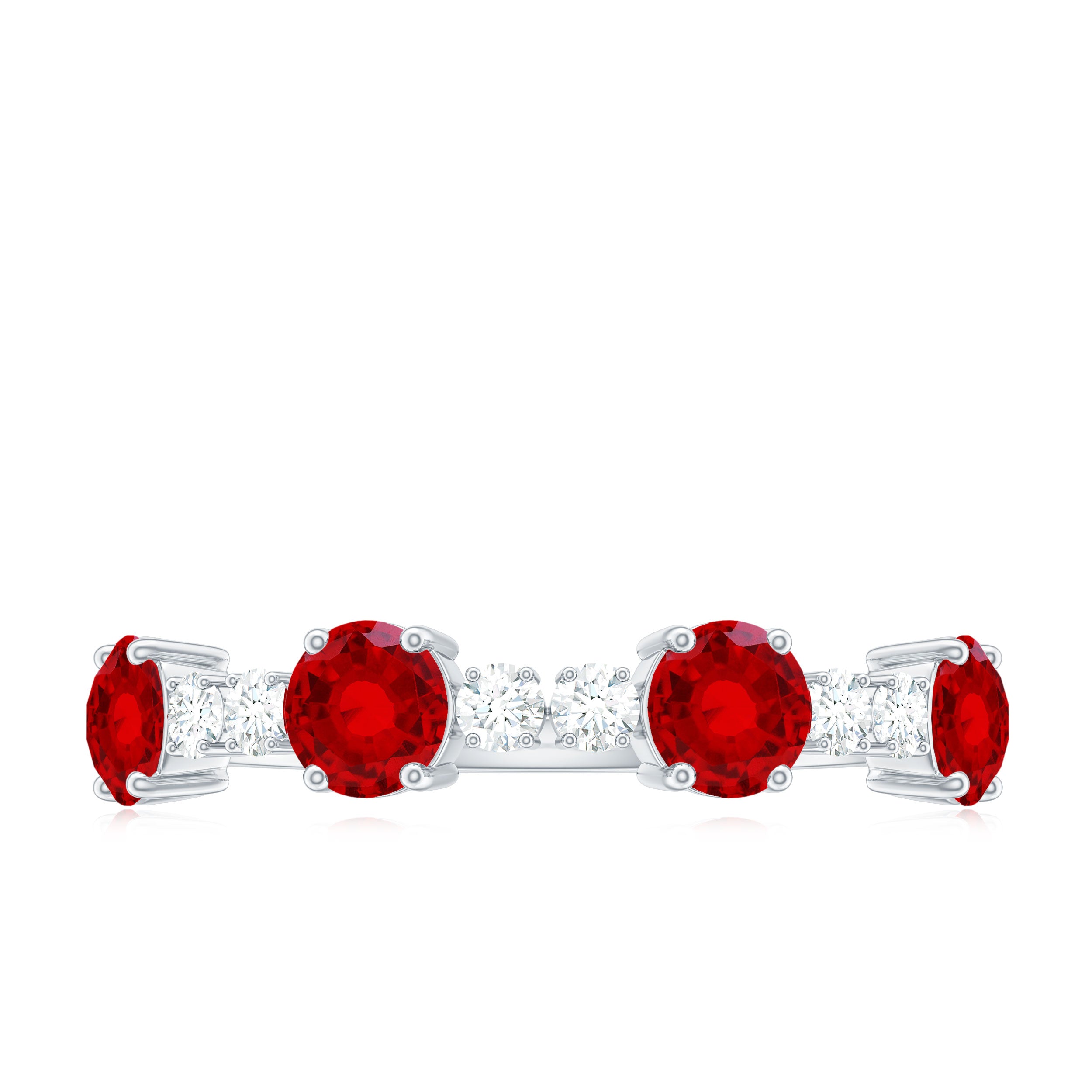 Rosec Jewels-Round Created Ruby and Diamond Alternate Half Eternity Ring