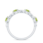 Natural Peridot Half Eternity Ring with Diamond Peridot - ( AAA ) - Quality - Rosec Jewels