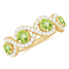 Natural Peridot Half Eternity Ring with Diamond Peridot - ( AAA ) - Quality - Rosec Jewels