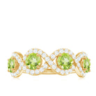 Natural Peridot Half Eternity Ring with Diamond Peridot - ( AAA ) - Quality - Rosec Jewels