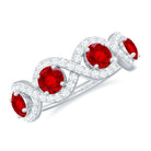 Rosec Jewels-Lab-Created Ruby and Diamond Braided Half Eternity Band Ring