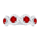 Rosec Jewels-Lab-Created Ruby and Diamond Braided Half Eternity Band Ring