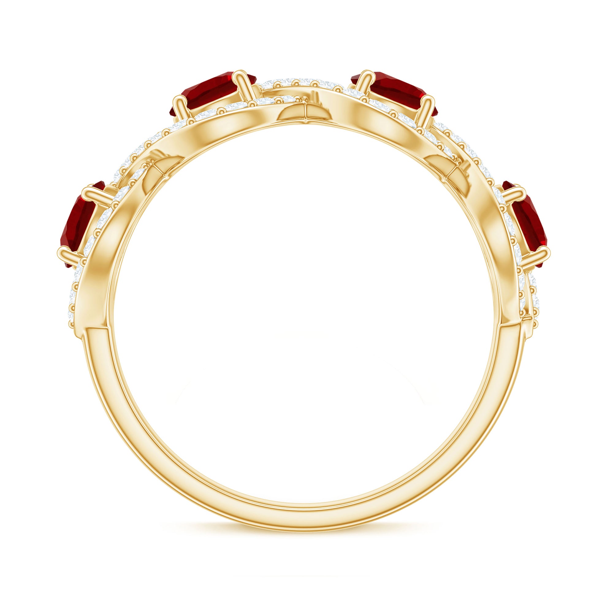 Rosec Jewels-Lab-Created Ruby and Diamond Braided Half Eternity Band Ring