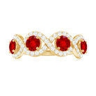 Rosec Jewels-Lab-Created Ruby and Diamond Braided Half Eternity Band Ring