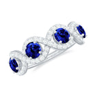 Rosec Jewels-2 CT Lab-Created Blue Sapphire and Diamond Braided Half Eternity Band Ring