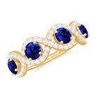 Rosec Jewels-2 CT Lab-Created Blue Sapphire and Diamond Braided Half Eternity Band Ring