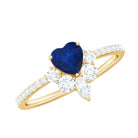 Rosec Jewels-Heart Shaped Blue Sapphire Designer Ring with Diamond Half Halo