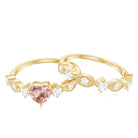 Rosec Jewels-Heart Shape Morganite Stackable Ring Set with Diamond