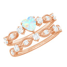 Rosec Jewels-Ethiopian Opal and Moissanite Ring Set with Beaded