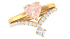 Rosec Jewels-Heart Shape Morganite Ring Set with Diamond