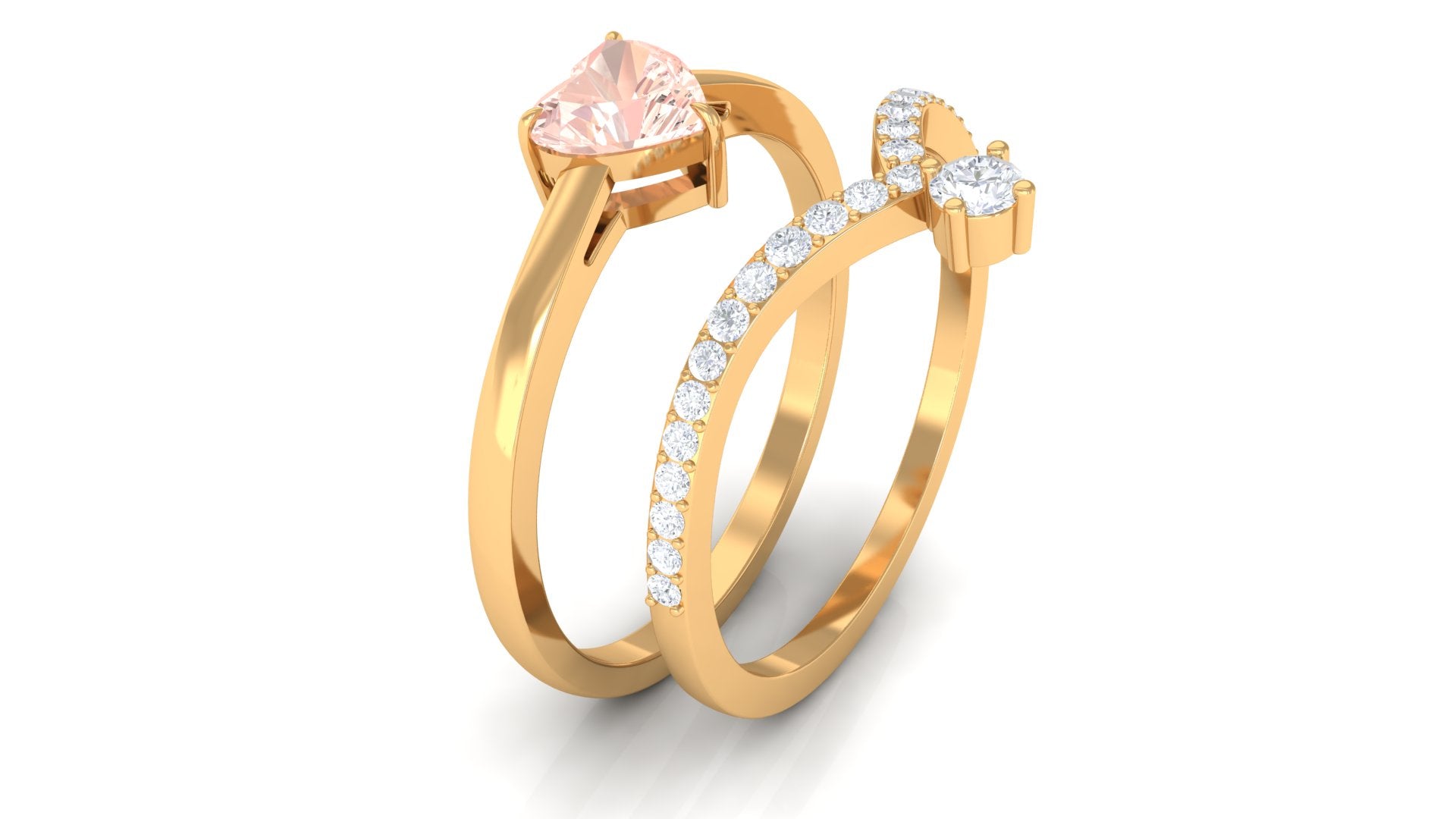 Rosec Jewels-Heart Shape Morganite Ring Set with Diamond