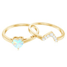 Rosec Jewels-Heart Shape Ethiopian Opal and Diamond Ring Set