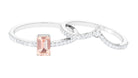 Rosec Jewels-Genuine Morganite and Diamond Stackable Ring Set