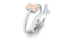 Rosec Jewels-Genuine Morganite and Diamond Stackable Ring Set