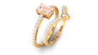 Rosec Jewels-Genuine Morganite and Diamond Stackable Ring Set