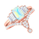 Rosec Jewels-Real Ethiopian Opal and Moissanite Ring Set