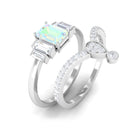 Rosec Jewels-Real Ethiopian Opal and Moissanite Ring Set