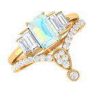 Rosec Jewels-Real Ethiopian Opal and Moissanite Ring Set