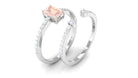 Rosec Jewels-Emerald Cut Morganite and Diamond Solitaire Ring Set