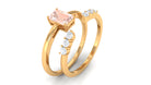 Rosec Jewels-Natural Morganite Stackable Ring Set with Diamond